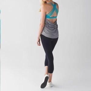 Lululemon Wild Tank Heathered Slate Blue Tropics fabric sweat-wicking size:6